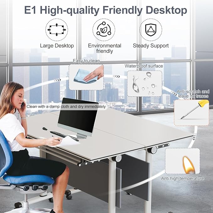 Conference Table,Folding Office Conference Room Tables On Wheels,Flip Top Mobile Folding Conference Table with White Tabletop Conference (2Pack160*60 * 75cm)