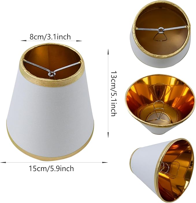 TAaMTYH small lamp shade chandelier shades set of 6，Fabric Lampshade for Wall Lamp，chandelier shades，small tadle lamps，For Cutting Edge bulbs, Clip-on Fitter Lampshade，3" X 6" X 5"