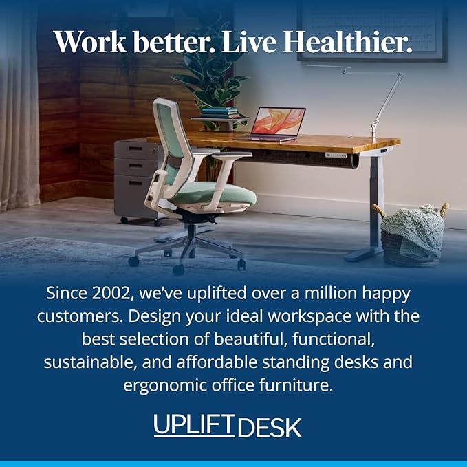 UPLIFTDESK V3 2-Leg Cherry Laminate Wood Standing Desk – Adjustable Height, Advanced 1-Touch Memory Keypad, Under Desk Cable Management, Wire Grommets & Rocker Board (Black C-Frame, 72 x 30 inch)