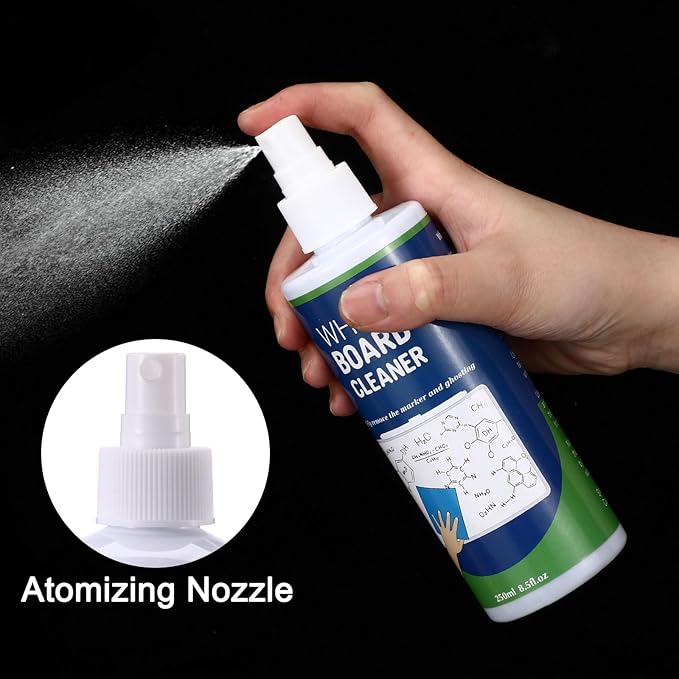 Dansib 16 Pack Whiteboard Cleaner Spray 8.5oz Dry Erase Board Cleaner with 8 Cloths Non Toxic Dry Erase Cleaner Removes Stubborn Marks from Whiteboards