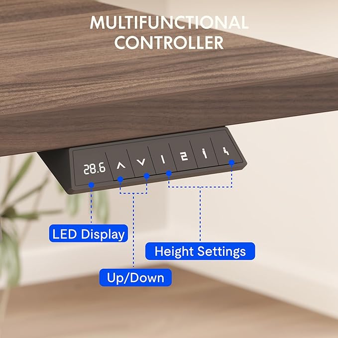 FLEXISPOT EN2 Whole-Piece Standing Desk with Clamp Power Strip, 48 x 30 Electric Stand Up Height Adjustable Desk with Cable Management (Black Frame + 48" Black Walnut Desktop, 2 Packages)