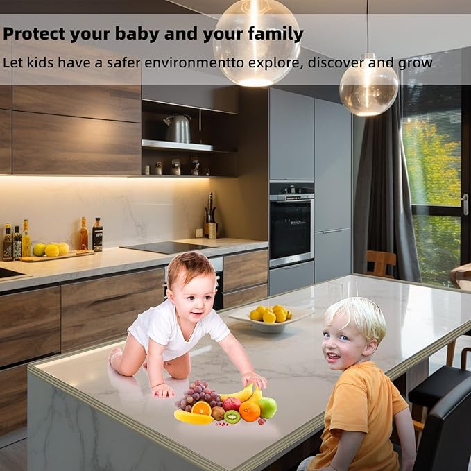 VOCOMO Corner Protector for Baby, Widen Edge Protector with Adhesive Backing, Baby Proofing Edge Corner Protectors Self Adhesive Furniture Corner Guard Bumper for Table, Desk, Fireplace (Gray, 6.6ft)
