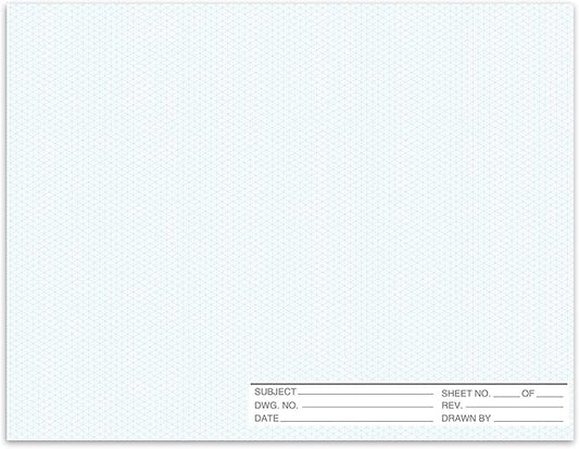 1 Pack 50 Sheets 22" x 17" Isometric Graph Paper Pad Landscape for 3D Designs Architecture Landscaping Engineering Drafting
