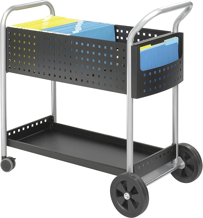 Safco Scoot Legal SizeMail Cart 5239BL Black, Swivel Wheels