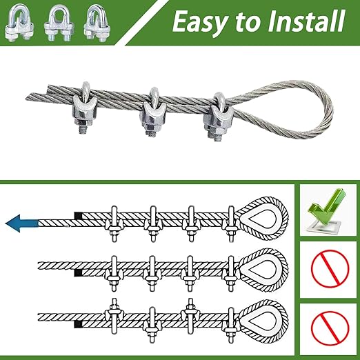 30PCS M5 Heavy Duty Wire Rope Clamps, 3/16-Inch Zinc Plated Wire Cable Clamps for Secure Connections – Boat, Tent, Clothesline, Rigging & More