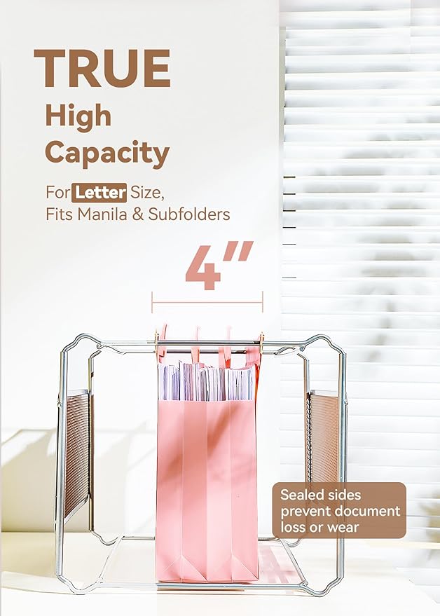 SortRax Plastic High Capacity Hanging File Folders, Pastel Colors, 4" Expanding Pocket with Movable Dividers, Heavy Duty for Filing Cabinet, Insertable Tabs, Letter Size - 6 Pack