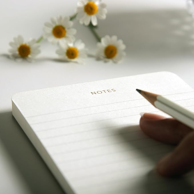Pinesman - Elegant Desk Notepads for Professionals, Executive's Memo Pads, Minimalist, Gold Foiled, Lined Layout, 3 Pack, 225 Sheets Total (75 Each), 6.3" x 3.9”, 80 GSM, Eco-friendly, FSC™ Certified