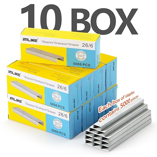 Standard Staples 26/6-10 Boxes of 1/4" Staples (5000 Each), High-Strength, Jam-Free Chisel Point for Office & Home Use