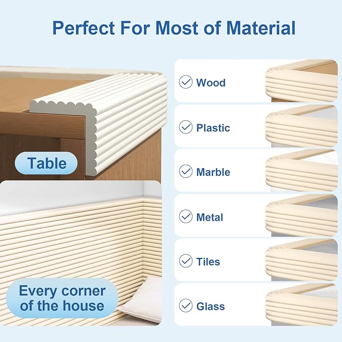Edge Protector,Baby Proofing Baby Edge Protector Strip Safety,Soft Rubber Foam Padding,Edge Corner Guards Protector Corner Edge Bumpers for Furniture (Grey, 6.56Ft x 3.93" W x 0.4" Th)