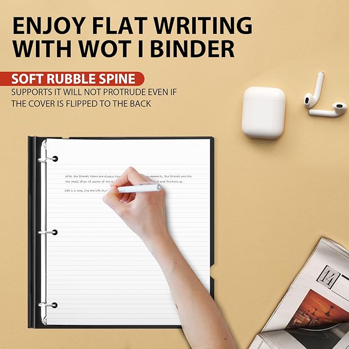 WOT I 4-Pack Telescoping 3 Ring Binder 1 Inch, Expandable Flexible Binder - Patented Design for Easy Portability, Holds 225 Sheets, 4 Bright Colors, Perfect for School, Office&Home Organization