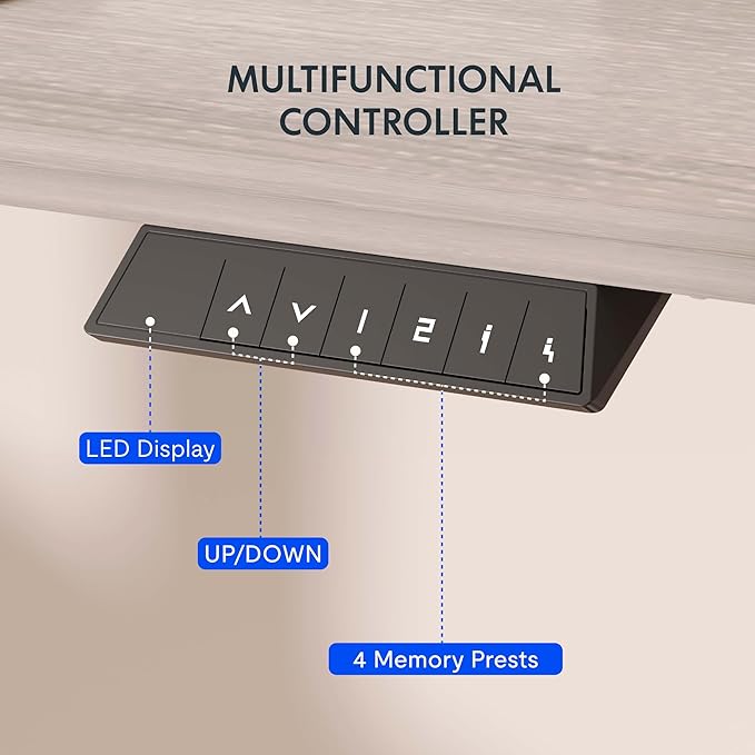 FLEXISPOT EN1 One-Piece Standing Desk with 1-Inch Thick Seamless Desktop, 48"x24" Electric Height Adjustable Desk for Home Office, Multi-Monitor Setups & Easy Assembly, Gray Wood