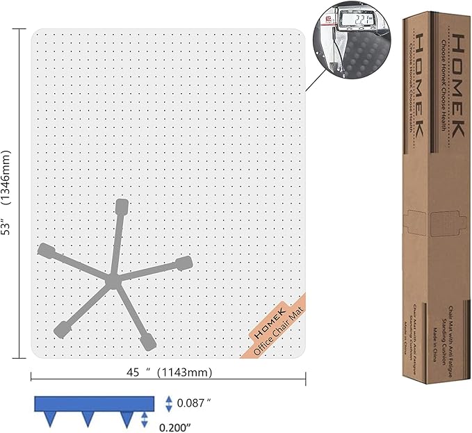 Office Chair Mat for Carpets - 45” x 53” Clear Carpet Chair Mats for Low Pile Carpeted Floors Home Office, Studded Floor Mat for Office Chair on Carpet