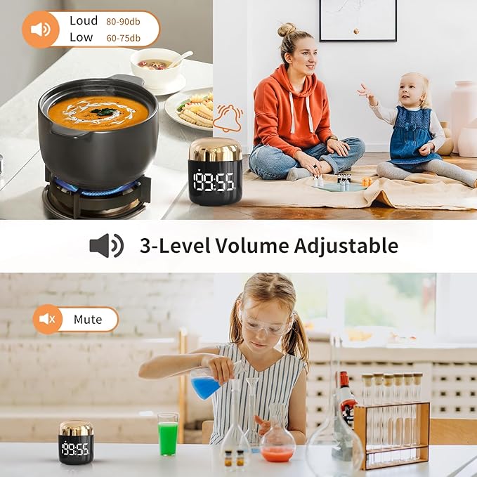 MeesMeek Digital Kitchen Timer,Countdown Countup Timer with Large LED Display Volume Adjustment,Timer for Cooking, Classroom Time for Kids and Teachers. (Gold)