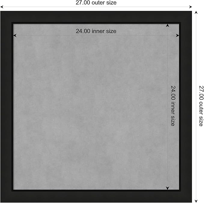 Amanti Art Black Framed Magnetic Board 27x27 Medium Vision Board for use with Magnets, 100% Metal Sheet to Display Items as Office Decor or for Home Organization in mudroom, Kitchen or Kids Room