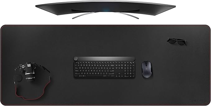 ZORESYN Large Office Desk Pad (63" x 23.6") - Waterproof PU Leather Desk Mat with Non-Slip Base, Oversized Extended Mousepad for Keyboard & Mouse, Black