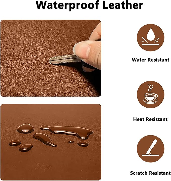 PU Leather Desk Pad Protector Gaming Mouse Pad Non Slip Desk Mat for Keyboard and Mouse Waterproof Desk Writing Pad for Office and Home Desk Accessories(Brown, 23.6 * 11.8)