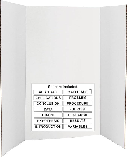 White Tri-Fold Presentation Board 28" X 40" Corrugated Tabletop Display Exhibition Board Lightweight and Portable with Smooth Surface Great for School Projects and Business presentations - by Emraw