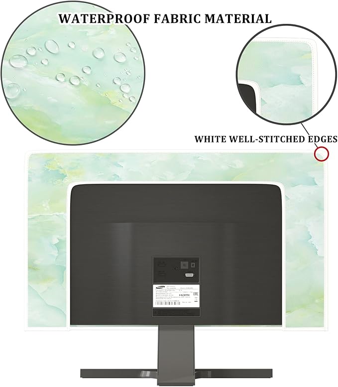 Baocicco Sage Green Marble Waterproof 32 Inch Anti-Static Dustproof LCD/LED/HD Abstract Creative Desige Television Accessories Laptop TV LCD Screen Texture TV Decoration for Tablet