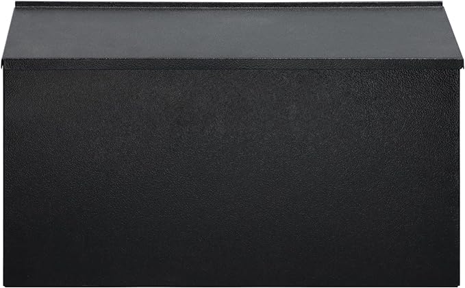 Dalmbox Wall-Mount Mailbox Large Mailbox for Post Rust-Proof Galvanized Steel Box for Outside or Townhouse Horizontal Style, Black, 15.7” x 4.3” x 9.4”