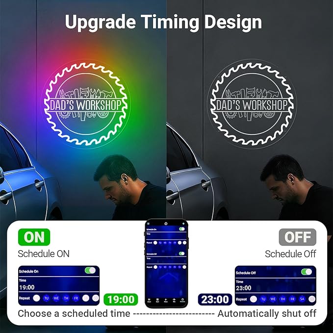 Custom Neon Garage Sign for Man, Personalized Garage LED Signs, Customizable Name Car Repair Mechanic Shop Man Cave Auto Workshop, Home Garage Neon Light, Garage Light Up Sign for Men Dad Frinends Husband Father's Day Gift