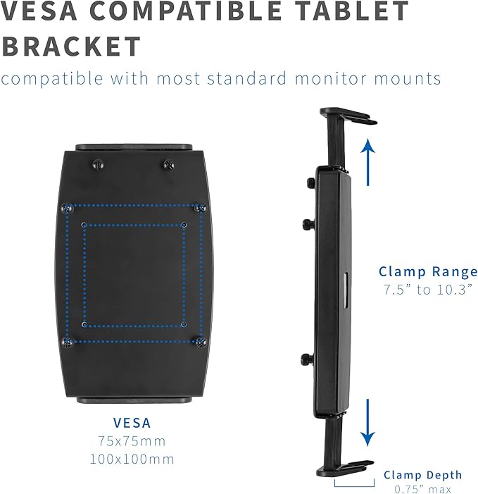 VIVO Universal VESA Mount Adapter for Tablets, 2-in-1 Laptops, & 15.6 inch Portable Monitors, Max VESA 100x100, Adjustable Laptop Holder, Black, MOUNT-UVM02