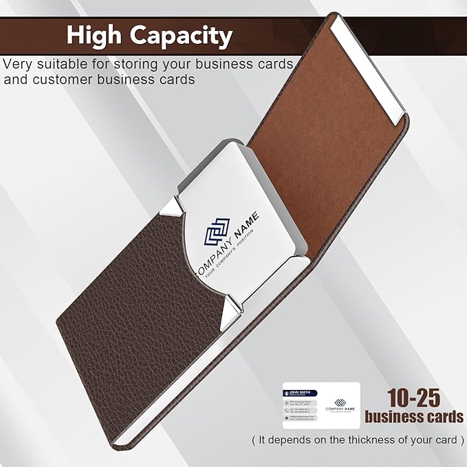 DMFLY Business Card Holder with Ultra Slim Design, Business Card Case with Premium PU Leather, Suit Pocket Metal Card Holder for Women/Men, Magnetic Closure Quick Access Cards
