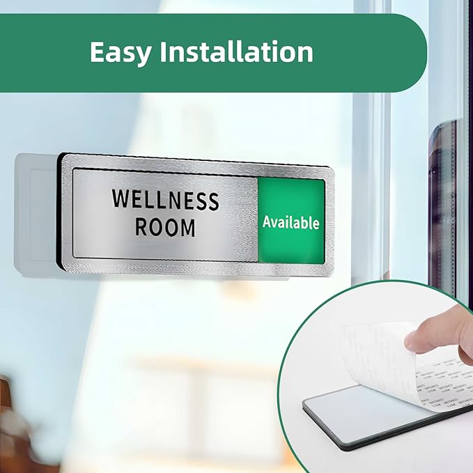 WeddingSteps Office Sign for Door Conference Room Sliding Door Signs In Use/Available DoNotDisturbSliderDoorSign,OfficeDoorSigns,Meeting inProgressBrushedSilverDoorSign,8.2""x2.7"", grey