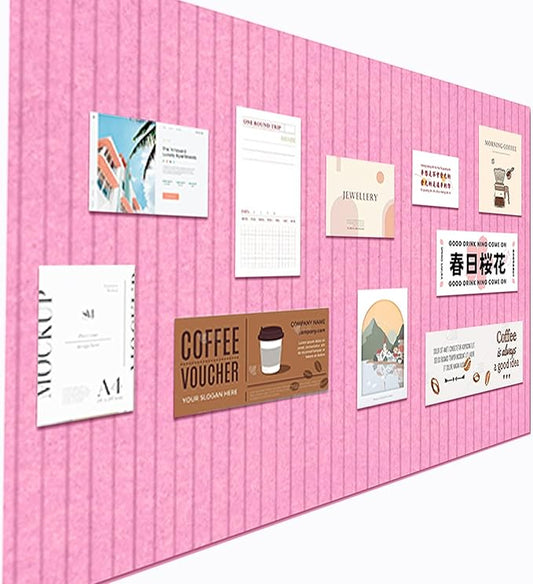 Large Felt Wall Tiles Cork Boards for Office Cubicle, 35"x23.6" Felt Photos Board Bulletin Tiles Pin Board for Walls Home Decor, Noise Reduction Boards Panels for Notes Memos, 6-Pack, Pink