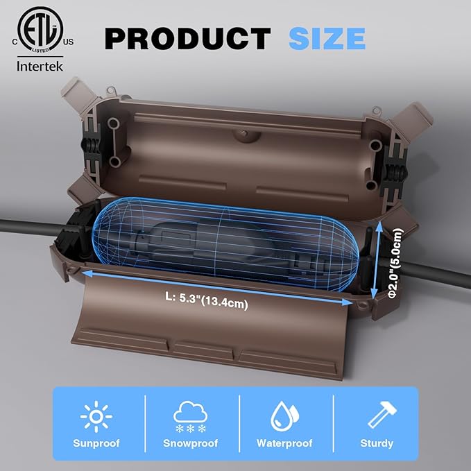 Flemoon [3 Pack] Outdoor Extension Cord Waterproof Cover, Weatherproof Electrical Connection Box for Outdoor Plug, Outlet, Outdoor Outlet, Socket, Halloween, Christmas Holiday Decoration Light, Brown