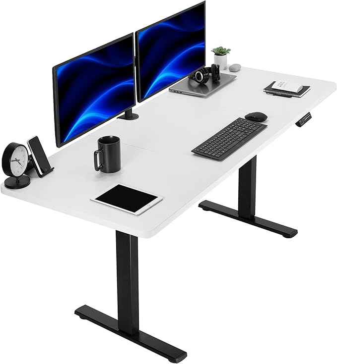 VIVO Electric 71 x 30 in Standing Desk, Memory Height Adjustment, 1B Series, Holds 220 lbs, White Top Black Frame, DESK-KIT-1B7W