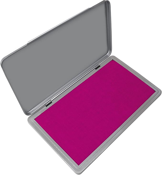 Metal Case Stamp Pad Large Size, Magenta Purple Color - Size: 3" x 6" - Choose from 15 Ink Colors