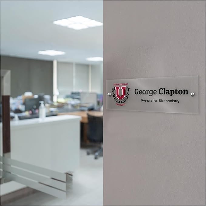 Custom Door Name Plate with Business Logo - 28 Backgrounds - Personalized Name Plate for Wall, Office Decor, Workspace Decorations