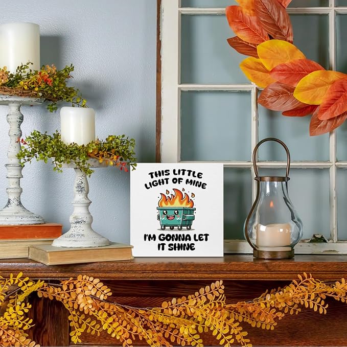Funny Office Decor, Funny Office Gifts, Dumpster and Fire Wood Box Sign, Funny Desk Decor Funny Office Supplies, Cubicle Counter Shelf Decor, Funny Gifts for Coworkers Nurse Teacher Friends