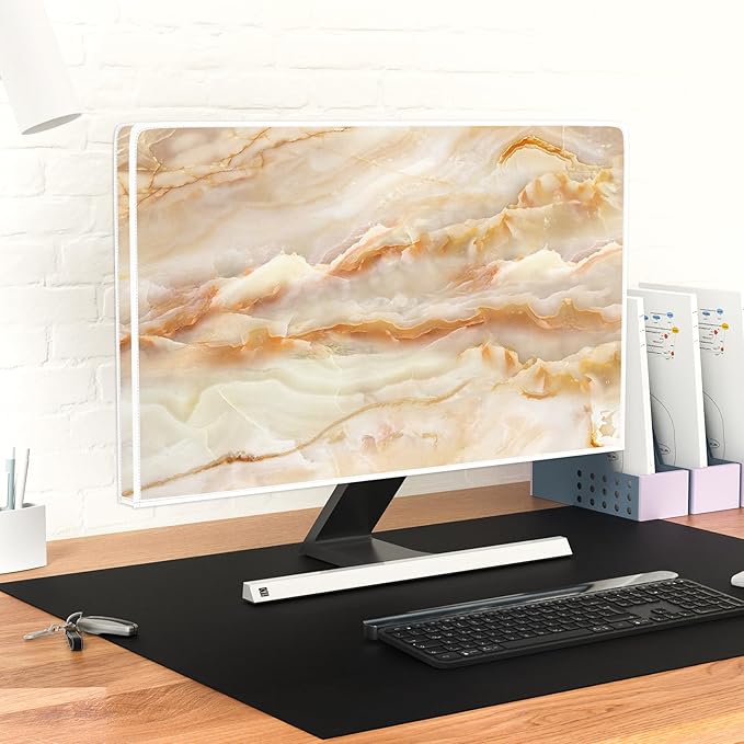 Baocicco Abstract Waterproof TV Screen Cover with Marble Design Aesthetic Television Covers for Xmas Decoration Anti-Static Dustproof Protective Cover for LED LCD OLED TVs 80 Inch