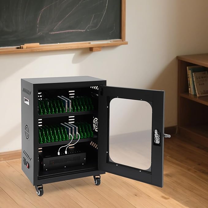 Rechargeable Mobile Phone Charging Cabinet,30 Slots Cell Phones Charging Station Portable Cellphone Charging Cart with Combination Lock, for Students and Employees, Tourists (30Slots)