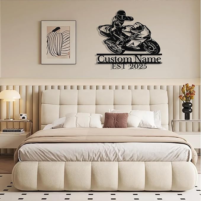 Personalized Motorcycle Metal Sign Custom Biker Name Sign Dirt Bike Wall Decor Motorcycle Home Decor Motorbikes Sign Garage Decor Gifts for Men Husband Rider