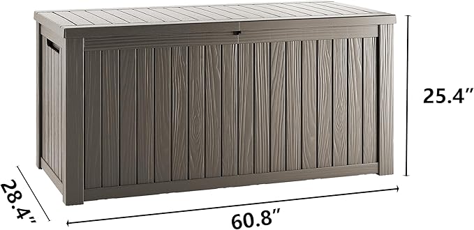 Yardgrace 180 Gallon Outdoor Storage Deck Box - Large Waterproof Resin Bin for Delivery Boxes Outside, Lockable Storage for Patio/Pool Cushions & Tools, UV-Resistant, Granite Grey