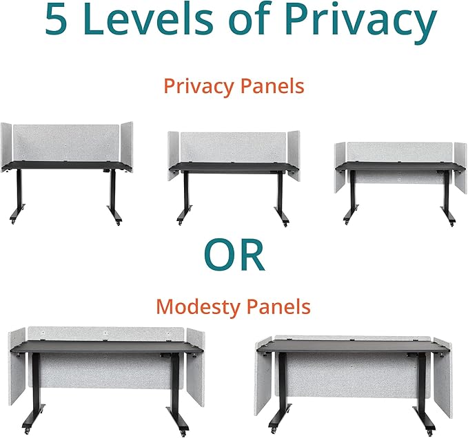 Stand Up Desk Store ReFocus Clamp-on Acoustic Desk Divider Privacy Panel That Reduces Noise and Visual Distractions (Ash Gray, 59" x 23.6")