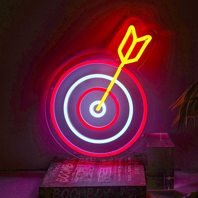 Dart Board Neon Sign for Adult Kids, Dart Target Neon Led Signs, Funny Decor for Man Cave Bar Game Room Bedroom Indoor, Man Cave Led Light Up Signs