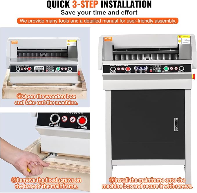 VEVOR Electric Hydraulic Paper Cutter, Heavy Duty Paper Cutter Machine, 1.57 in / 40 mm Cutting Thickness, 18 in / 457.2 mm Cutting Width, Industrial Paper Trimmer with Button Control