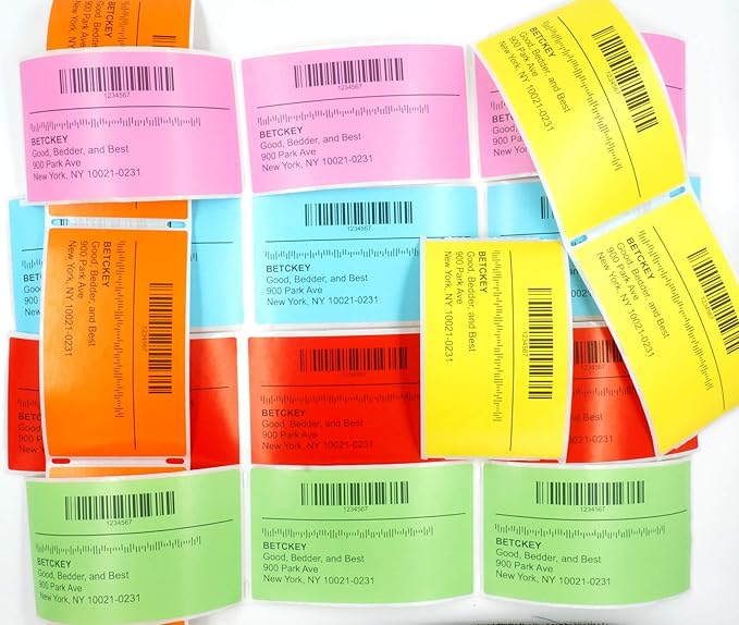 BETCKEY - 2.625" x 1" File Folder & Address Labels Compatible with Zebra/Rollo Label Printer,Premium Adhesive & Perforated[Orange, 6 Rolls, 12000 Labels]