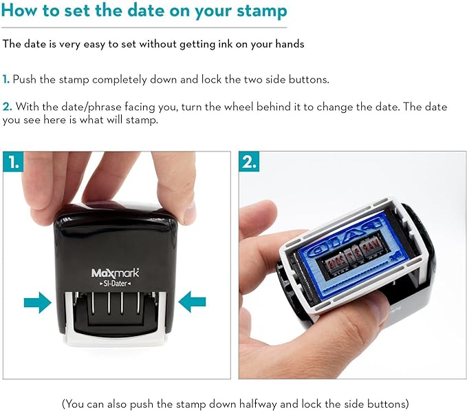 MaxMark Office Self Inking Date Stamp with Phrase Denied - Red Ink