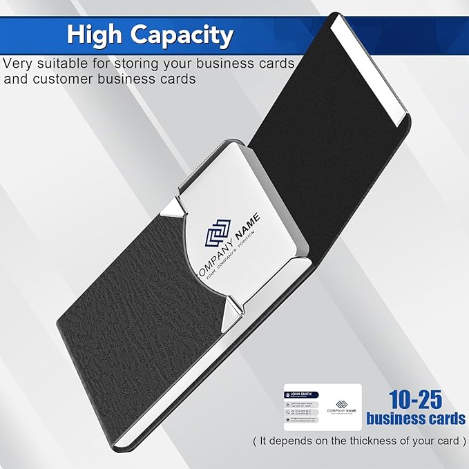 Business Card Holder with Ultra Slim Design, Business Card Case with Premium PU Leather, Suit Pocket Metal Card Holder for Women/Men, Magnetic Closure Quick Access Cards