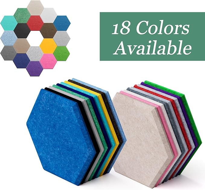 Hexagonal Acoustic Panels-12 Pack High-Density Sound Absorbing Panels 12"X10"X0.4" for Enhanced Noise Reduction, DIY Design, Idea for Studios, Offices, and Home Theaters(Light Sky Blue)