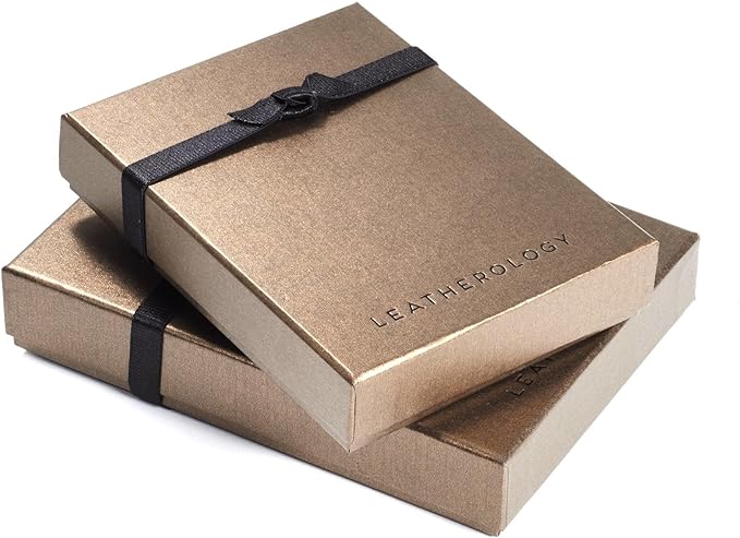 Leatherology Premium Black Oil Business Card Case, Magnetic Closure ID Holder, Full Grain Leather