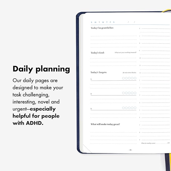 BestSelf 13-Week Self Journal & Goal Planner – Undated Daily ADHD-Friendly Journal for Men & Women | Productivity, Gratitude, Reflection & Habit Tracker | 2026 Life Organizer with Prompts, Black