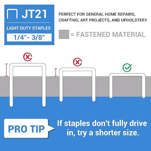 meite JT21 Staples, 1/4 Inch Galvanized Fine Wire Staples for Staple Gun - 7/16" Crown JT21 Staple Refill, Ideal for Upholstery, Crafts, Furniture (5 Packs)