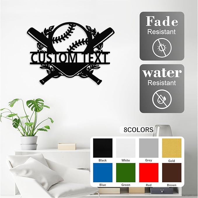 Personalized Baseball Metal Sign Custom Name Sign Baseball Player Gift Boys Room Decor Softball Lover Present Sports Wall Art Decorations Gift for Team,Dad,Husband,Son