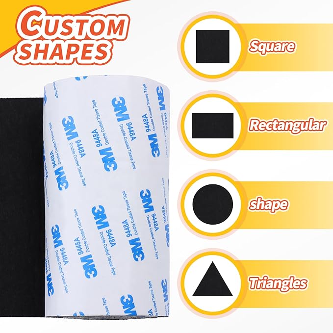 VOCOMO Felt Furniture Pads, Heavy Duty Felts Strip Roll with Adhesive Backing Felt Pads Furniture Feet Cuttable Felts Tape for Protecting Hardwood Floors(5 x 120 x 0.12 Inch, Black)