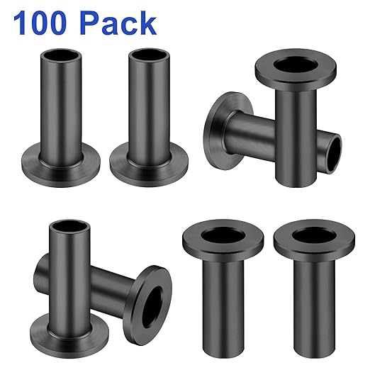 CKE 100 Pack T316 Stainless Steel Black Protector Sleeves for 1/8" 5/32" or 3/16" Cable Deck Stair Railing Kit System, Black Cable Railing Protective Sleeves for Wood Posts, DIY Balustrade, CR01-3/16